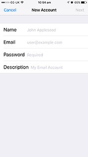 New Account details