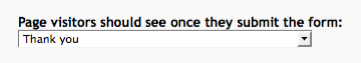 Thank you page drop-down