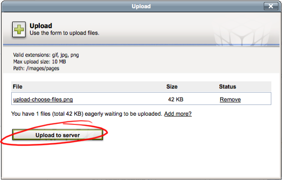 Upload to server